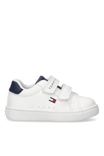 Tommy Hilfiger Kids Unisex White Leather Low Cut Velcro Sneakers