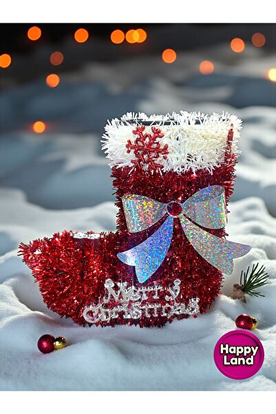 Happyland Yılbaşı Süsü Noel Baba Çizmesi Noel Çorabı Dekor Süs Kova 20 CM HPY-2