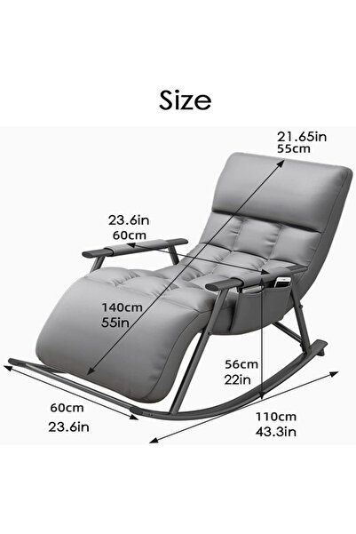 Sumkyle Padded High Back Folding Rocker Side Pocket Portable Rocking Lawn Chair Foldable Indoor & Outdoor