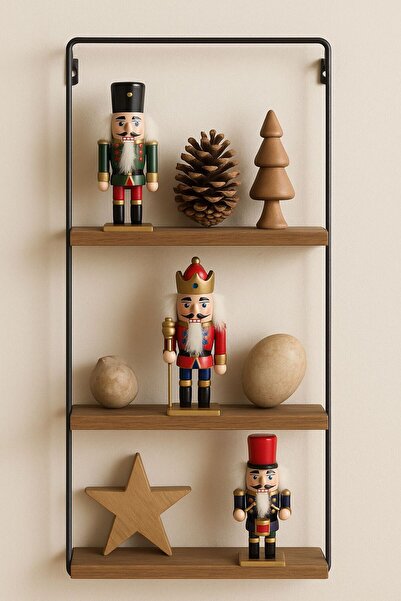 NEWNOW Nutcracker Noel Temalı Fındıkkıran Figürü – Kırmızı, Yeşil ve Beyaz Dekoratif Ahşap Süs 3 LÜ K5