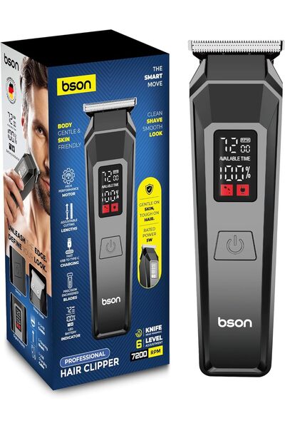 bson Professional Hair Clipper with USB-C, 6 Adjustable Lengths, Precision Blades & LED Display