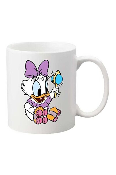 NASAQ Creative Cut Cartoon Printed Ceramic Mug White/Pink/Blue