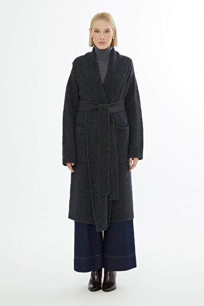 GİZİA Şal Yaka Aplike Cepli Uzun Kol Kaban