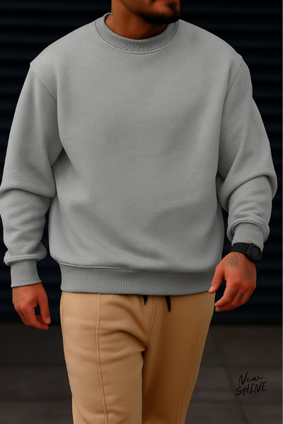 New Shine Neimprimat guler rotund Swea tricou