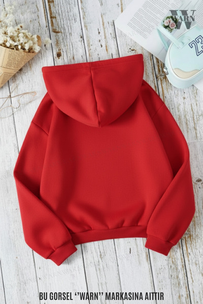 warn Stone Printed Star Yıldız Unisex 3 Thread K Hooded Sweatshirt Kangaroo Pocket O Oversized Winter Fabric