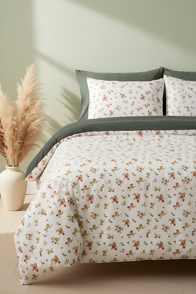 Rivaİstanbul طقم غطاء لحاف مزدوج من لينا مصنوع من القطن