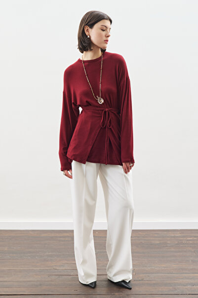 Manuka Beli̇ Tie-Up Designed Blouse Bordo