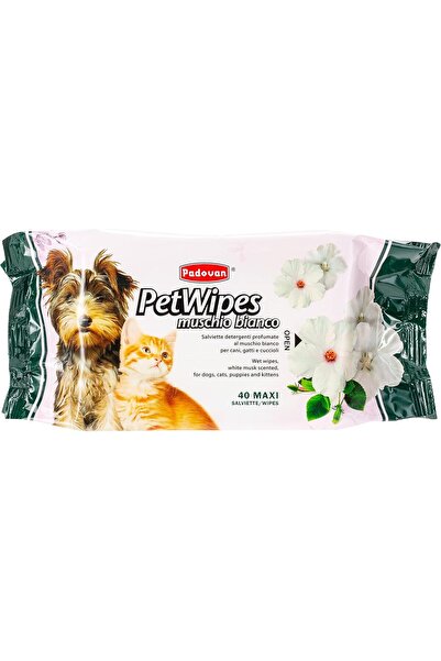 Padovan Petwipes White Musk, Dog And Cat Wipes 40 Pcs