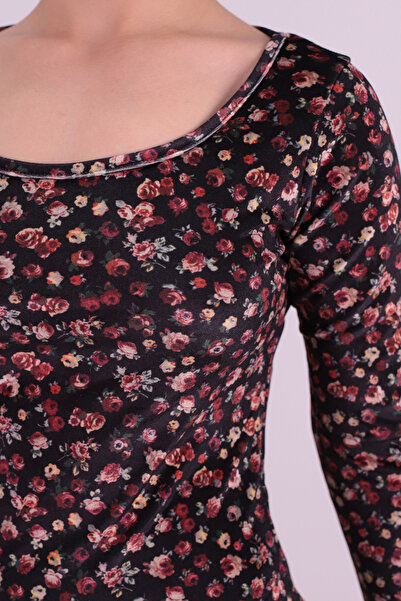 armonika Women's Black Floral Velvet Dress Arm-26K136052