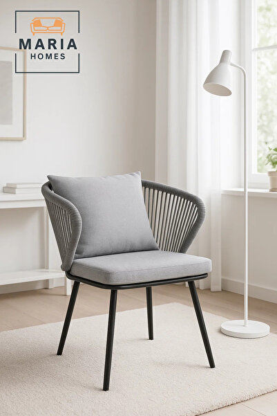 MARIA HOMES Light Grey Fabric Accent Chair for Home Living Room Office Modern Comfortable Cushion Chair