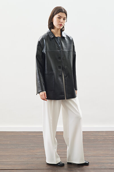 Manuka Classic Cut Leather Jacket Black