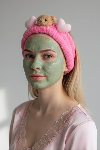 TAKIŞTIR Pink Color Plush Hair Band with Teddy Bear Figure