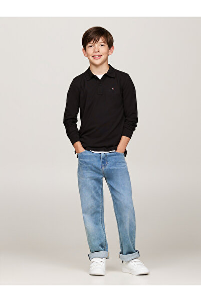 Tommy Hilfiger Boys Black Flag Long Sleeves Polo T-Shirt