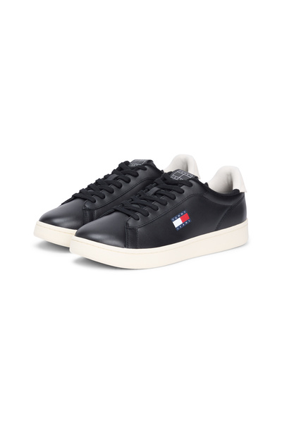 Tommy Hilfiger Men Black Leather Archive 98 Lace Up Sneakers