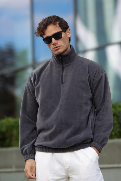 aziso Ανδρικό φούτερ oversized ψηλός λαιμός Fleece