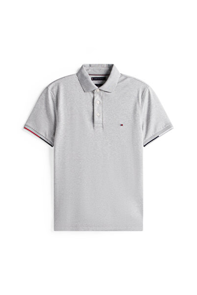 Tommy Hilfiger Men Light Grey Heather Contrast Tipped Short Sleeves Polo T-Shirt