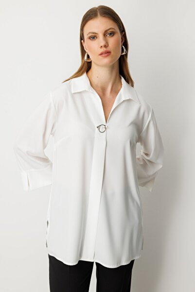 Mi Pret a Porter Mi Önü Broşlu Gömlek