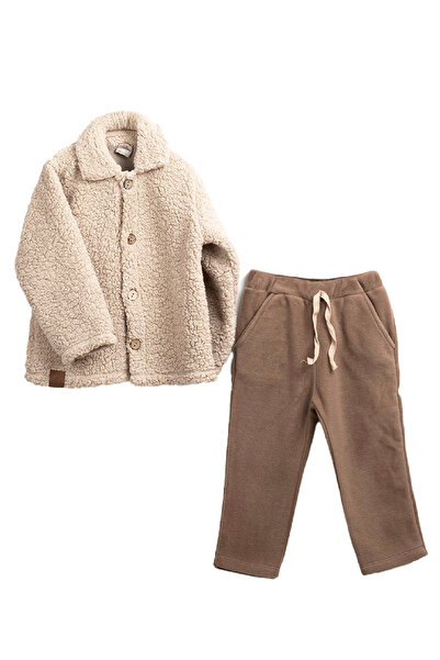 MODANINO Boy's Welsoft Fabric 2-Piece Set (Buttoned Cardigan + Fleece Bottom) 12375