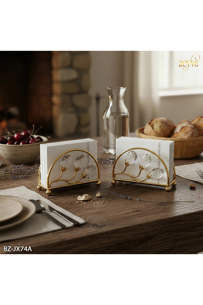 Hinora Damla Stone Model Metal 2-Piece Napkin Holder 13X9X5Cm