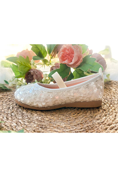 aysskids White Sequined Girl's Baby Ballerinas