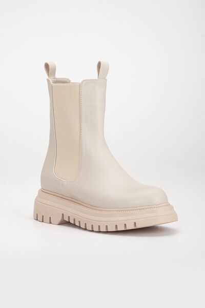 FEMME Chelsea Kadın Bej Kalın Taban Günlük Lastikli Bot
