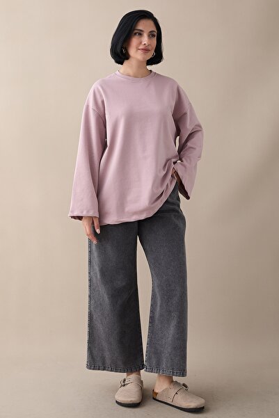 InStyle Огромна блуза с широки ръкави и розови листенца