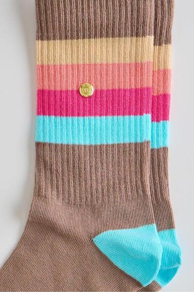 BONY SOCKS Цветни чорапи с ивици Кафяви