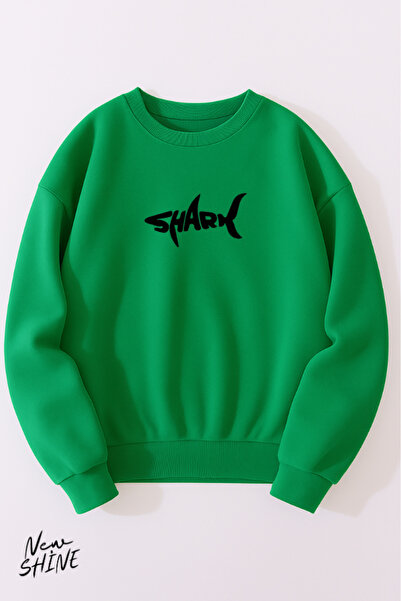 New Shine Світшот з принтом акули на комірі