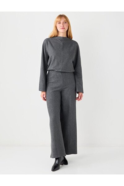 Jimmy Key Anthracite Melange Relaxed Fit Batwing Sleeve Soft Textured Sweatshirt