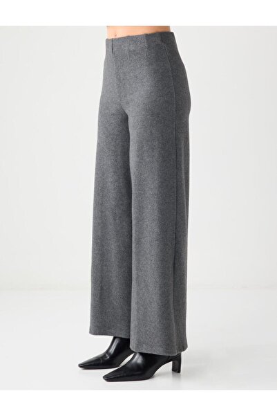 Jimmy Key Antrasit Melanj Rahat Kesim Yumuşak Dokulu Bol Paça Örme Pantolon