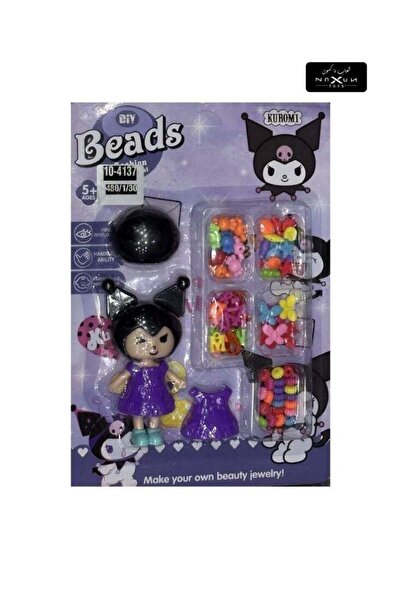 kuromi مجموعة مجوهرات من الخرز - دمية مع خرز ملون وإكسسوارات للأطفال
