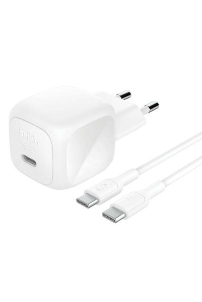 Belkin WCA013KQ1MWH-B6 BoostCharge 45 W USB-C Hızlı Şarj Aleti + USB-C Kablo ...