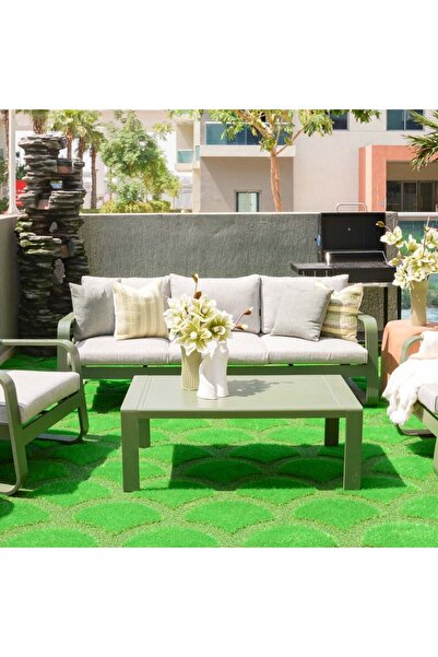 Danube Home Olivero 5-Seater Sofa Set with Coffee Table – Light Grey Living Room Set