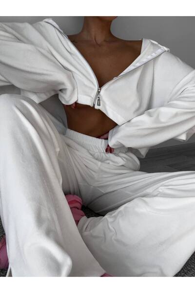 Elia Swimwear Kalissa White Velvet Three Piece Tracksuit