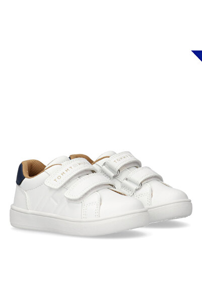 Tommy Hilfiger Kids Unisex White Leather Low Cut Velcro Sneakers