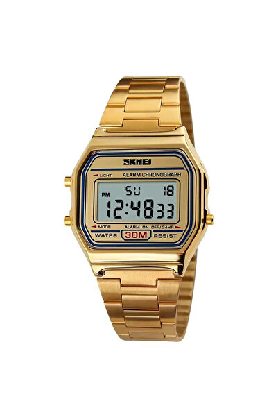 Skmei 1123 Gold Men's Digital Watch – LED Display, Multiple Functions, Stopwatch, Alarm
