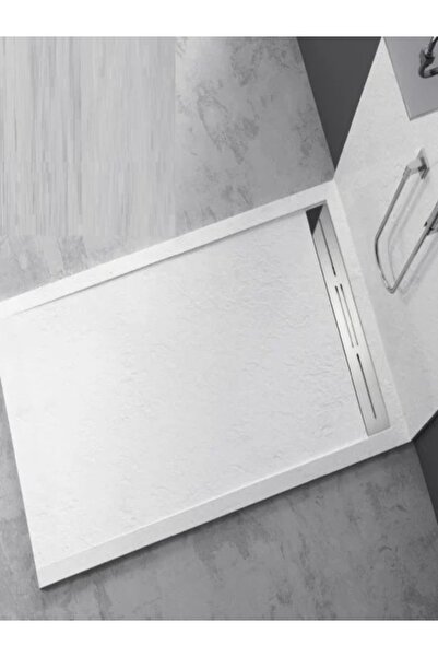 Smack Cadita Dus Dreptunghiulara, 90x70 cm LS, Compozit din Piatra si Rasina , Expert Design Slim, Alba,