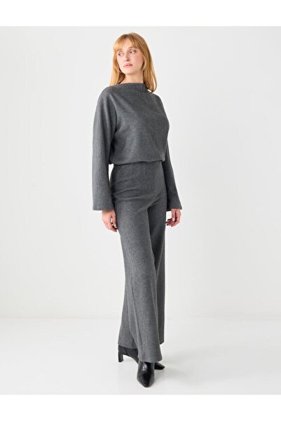 Jimmy Key Anthracite Melange Relaxed Fit Batwing Sleeve Soft Textured Sweatshirt