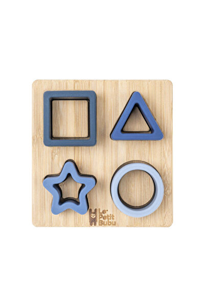LE PETIT BUBU Educational 2-in-1 Toy, Wood and Silicone, Shape Sorter and Teether -