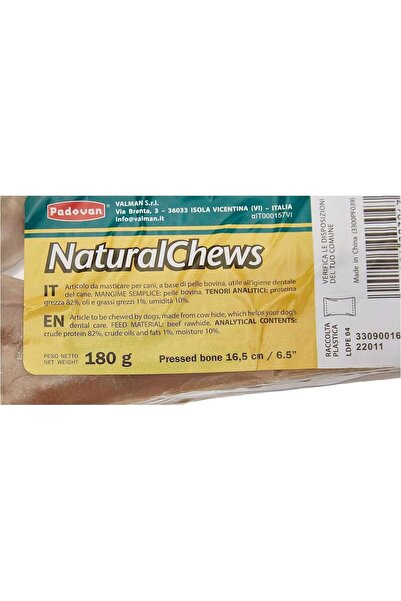 Padovan Natural Chew Bones for Dogs – 2 pcs (180 g, 16.5 cm) & 3 pcs (210 g, 14 cm)