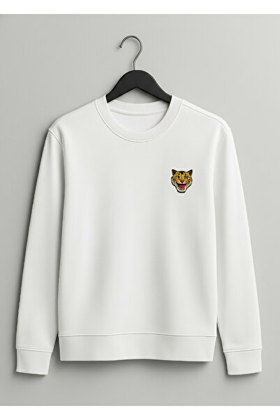 YusGos Unisex Men/Women High Quality Tiger Embroidered Cotton Hooded Crew Neck Sweatshirt