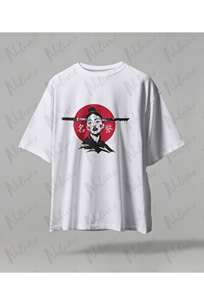 Nulivez تي شيرت ساموراي ديزاين مطبوع عالي الجودة للجنسين قصة فضفاضة