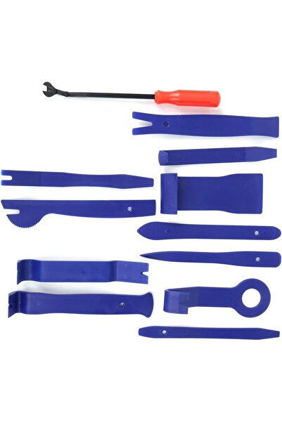 Universal Σετ 11 μοχλών αυτοκινήτου και διάταξης στερέωσης, ταπετσαρία τοποθετημένη/αποσυναρμολογημένη, πλαστικό/μεταλλικό, θήκη, μπλε