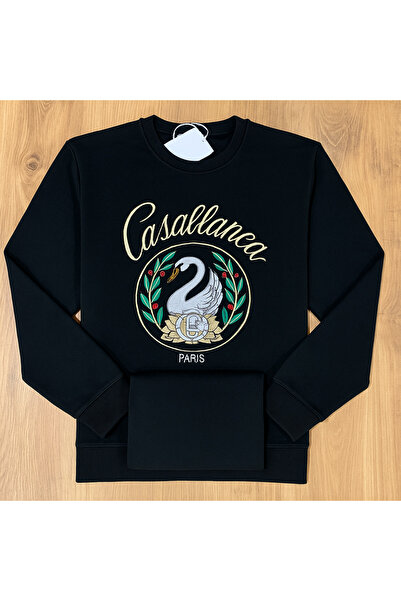 YusGos Unisex Men/Women High Quality Casablanca Embroidered Cotton Hooded Crew Neck Sweatshirt