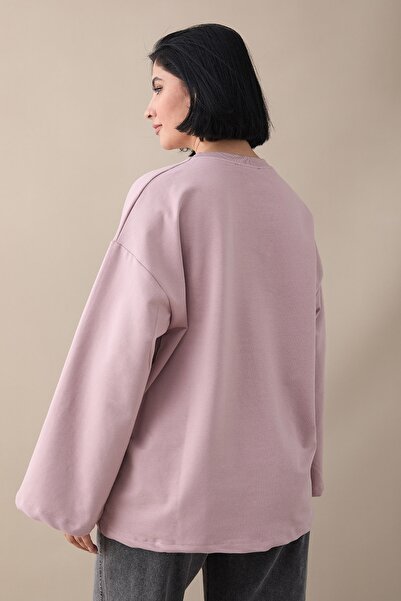 InStyle Огромна блуза с широки ръкави и розови листенца