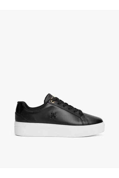Tommy Hilfiger Women Black Platform Court Low Top Sneakers