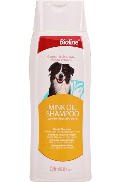 Bioline Mink Oil Dog Shampoo 250 ml (Itching, Antibacterial) - White/Orange