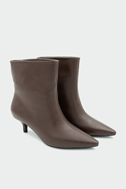 LAMİNTA Γυναικείες μπότες Saves Acı καφέ δερμάτινες με λεπτομέρεια ίσιας ραφής