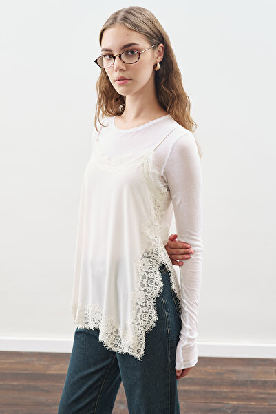 Manuka Lace Strapped Blouse Ecru