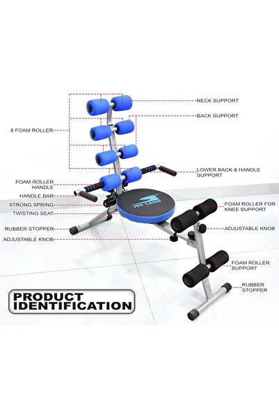 SKY LAND Ab Trainer EM-1867, Adjustable Abs Bench with Twister, Foldable Heavy-Duty Home Gym Machine